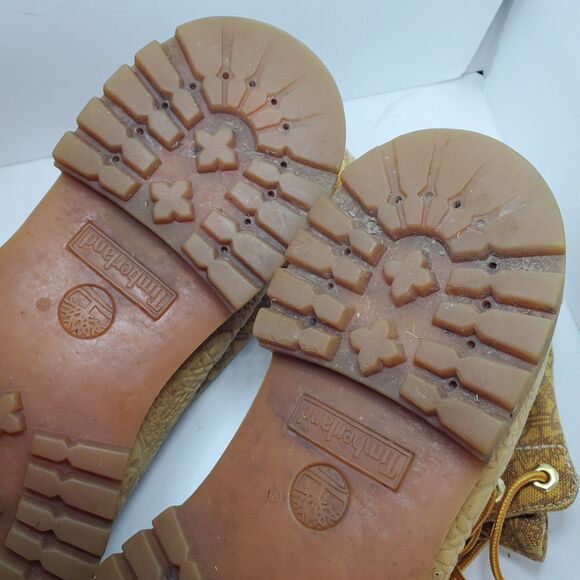 Rare Timberland Mens Anti Fatigue Canvas Embossed Leather Lace Up Boots Sz 11.5 - Picture 8 of 11